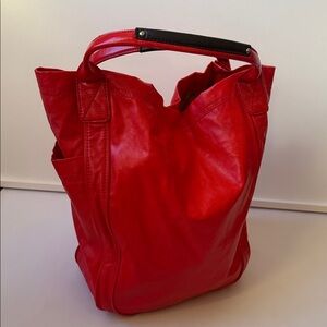Gap vibrant red coated canvas bag lots of pockets